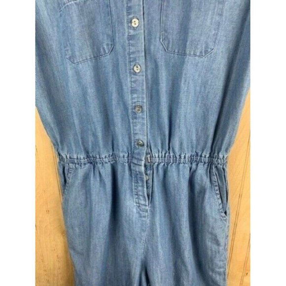 Spense Size 10 Petite Womens Crop Jumpsuit Light Wash Elastic Waist Shor… - Picture 3 of 7